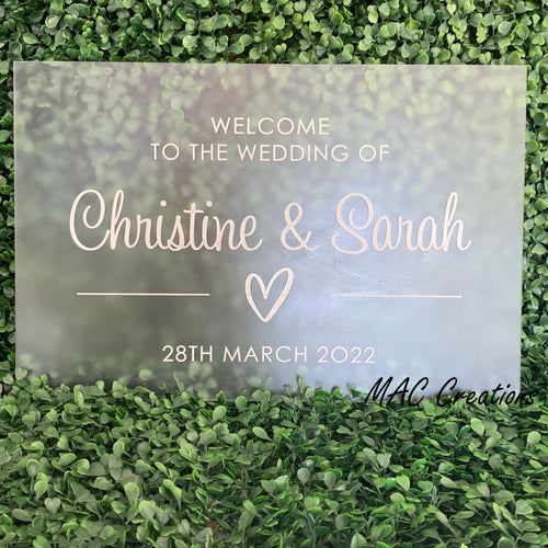 Engraved Welcome Sign - clear or frosted acrylic