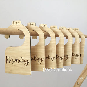 Days of the Week Wardrobe Dividers - MAC Creations Laser Co.