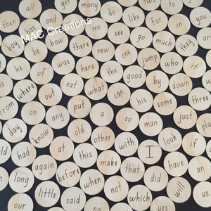 Wooden Sight Word Discs - MAC Creations Laser Co.