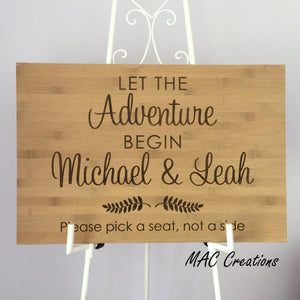 Let the Adventure Begin Wedding Welcome Sign