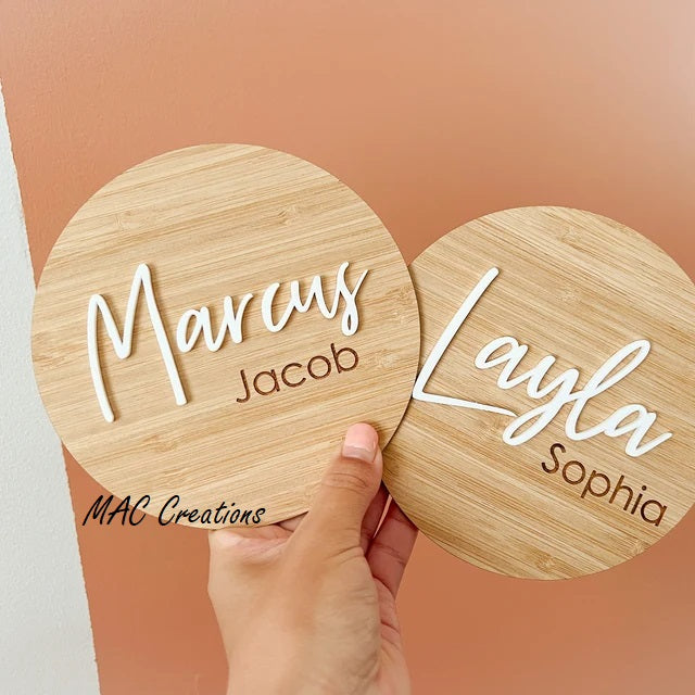 Bamboo Name Plaque - Laser Cut Baby Announcement Plaque