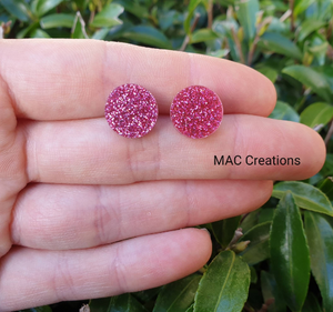 Pink Glitter Stud Earrings