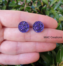 Load image into Gallery viewer, Purple Glitter Stud Earrings