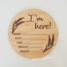 Load image into Gallery viewer, Birth Details Plaque - Wheat